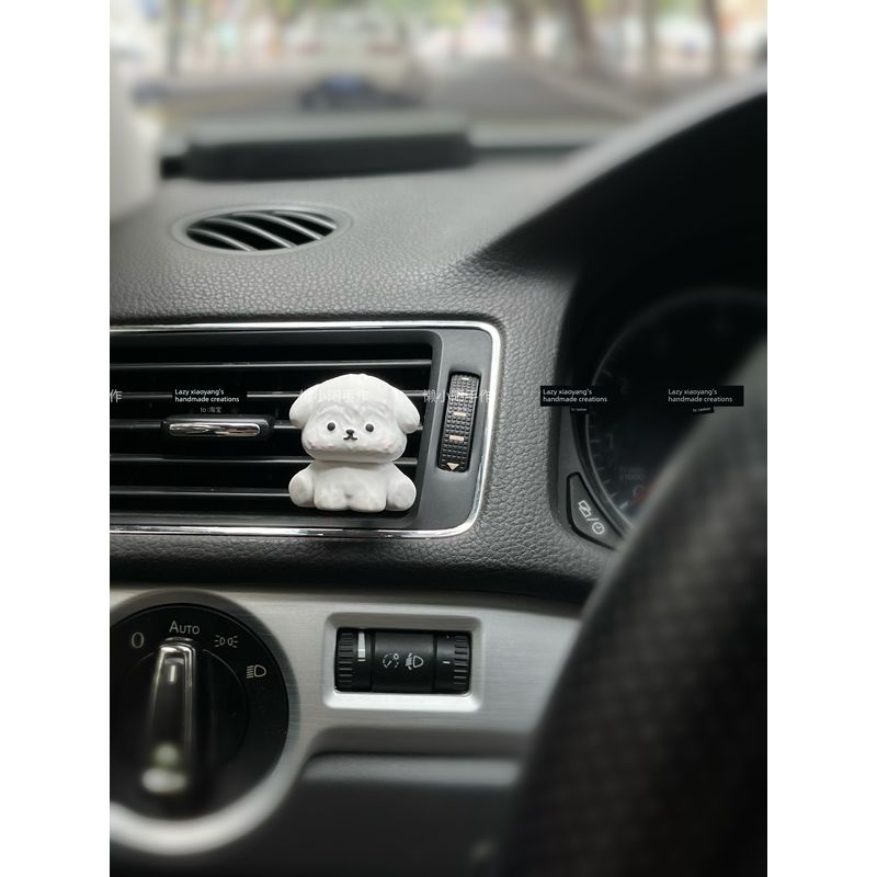 Car Air Conditioner Vent Fragrance Perfume Decoration Clip for Girls, New Car Gift, Cute Little Dog Aroma Diffuser Stone