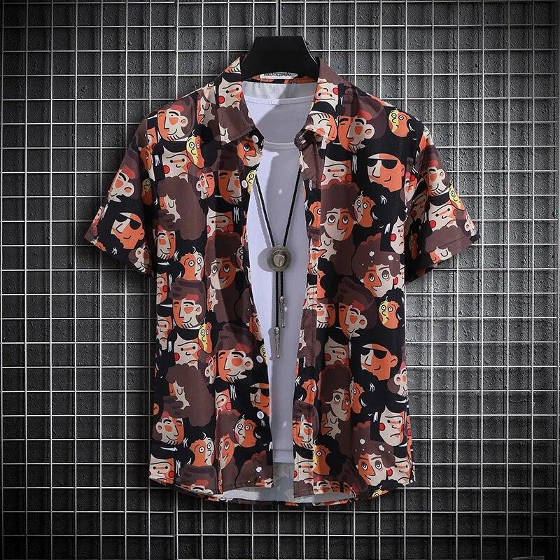 Men's Tropical Short Sleeve Fashion Printed Shirt  Unisex  Casual Tops