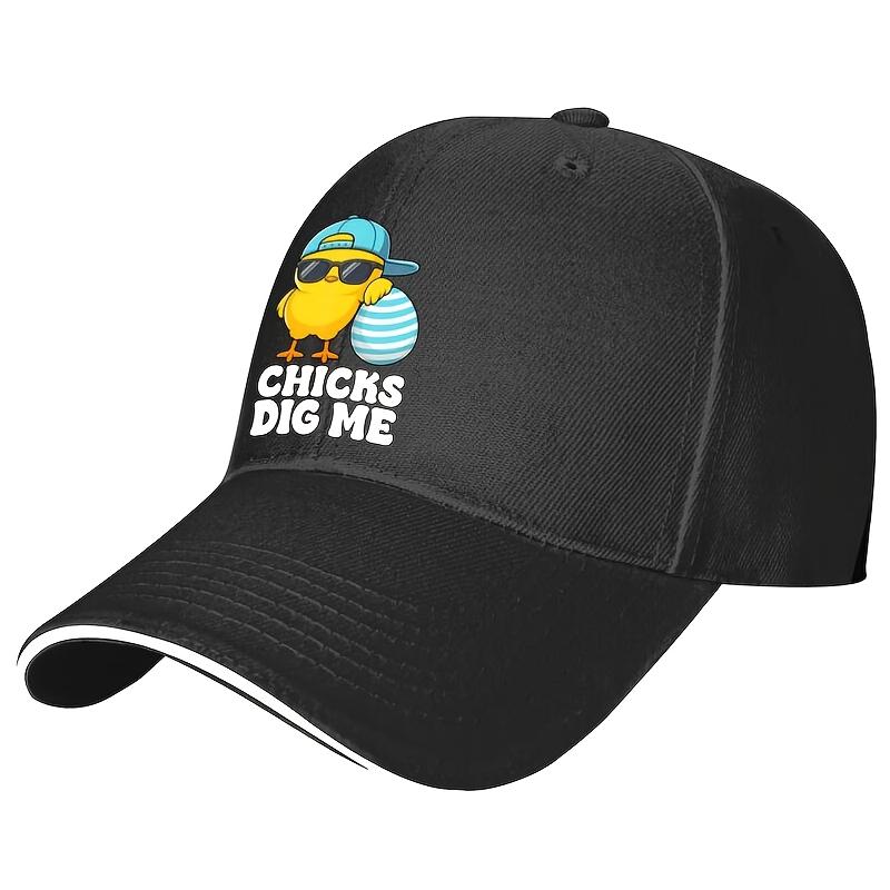 Funny Chicks Dig Me Easter Chick Baseball Cap Polyester Adjustable Casual Snapback Hat One Size