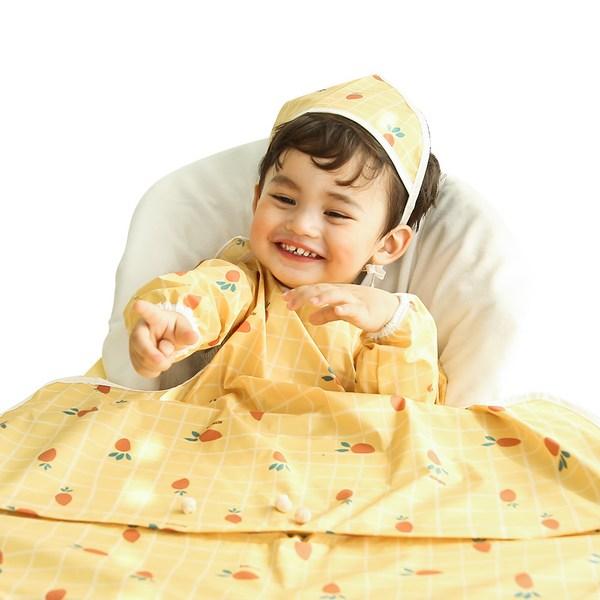 Babyclaw vattentät haklapp för barnmat med lång ärm och dragkedja, morotsgul, 1 st, 1 st