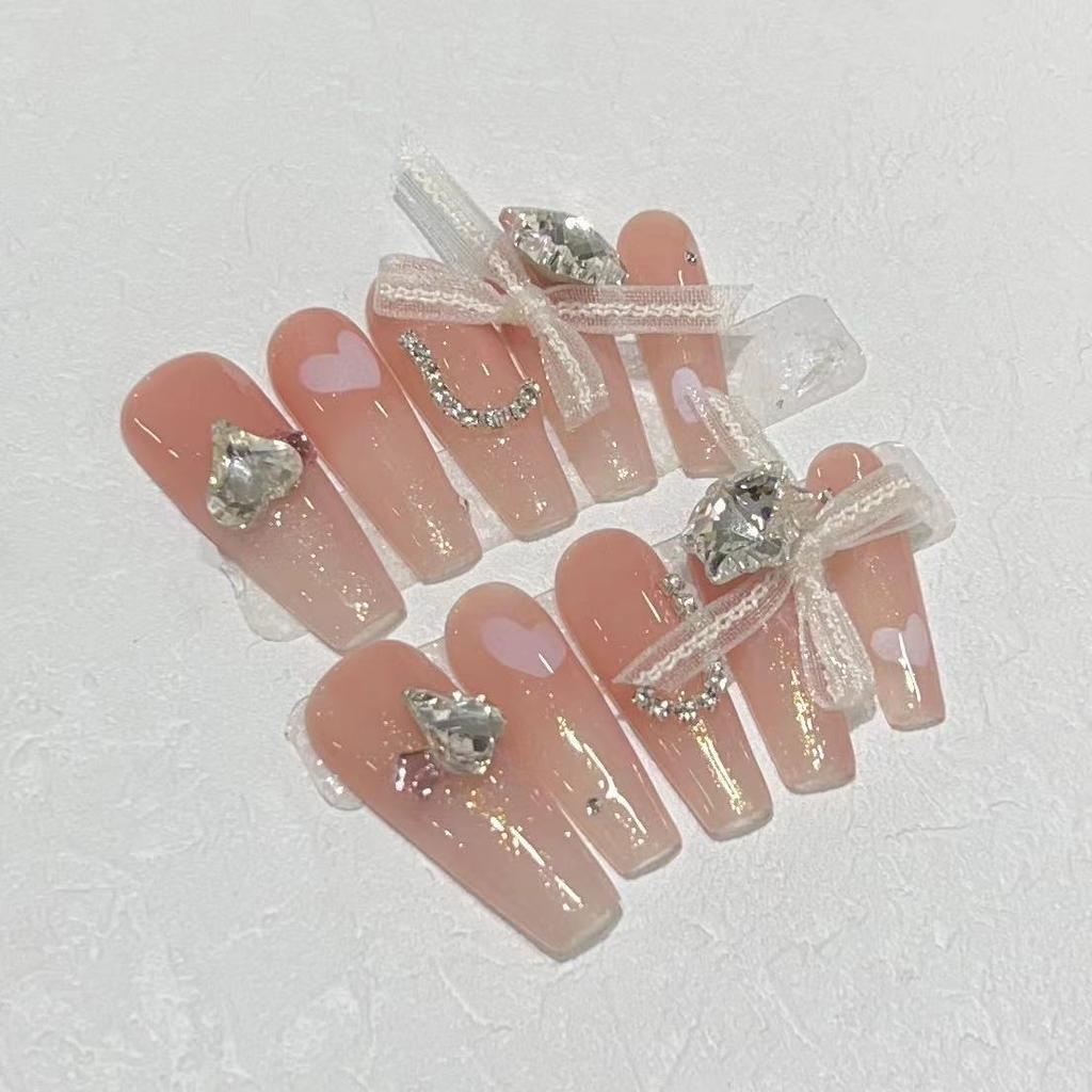 Pure Hand-wearing Nails Gentle Temperament Style Flash K9 Diamond Fake Nail Art Patch Finished Product