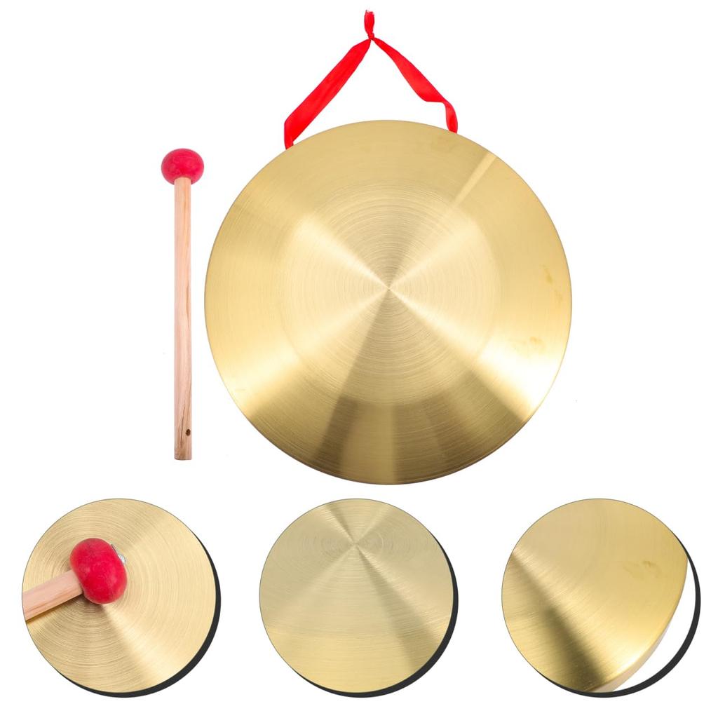 EXCEART Gong, 32cm Gold, Percussion Drum, Signal Drum, Copper Steel with Play Hammer, Mallet and Hanging Cord Set, Perfect for Openings,