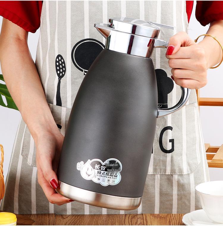 304 Rostfritt Stål Dubbelväggig Vakuumisolerad Vattenkokare, Stor Kapacitet Romersk Stil, Anpassningsbar Logotyp, Hushållstermos Gåva