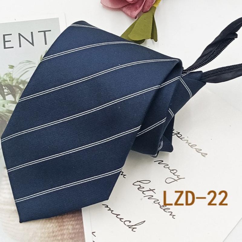 Men's Formal Business Tie with 8cm Zipper, Striped Black Tie, No Knotting Required.