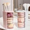 Rotating Dustproof Storage Box Cosmetic Egg Cushion Lipstick Brush Organizer Stand Makeup Brush Holder Desk Jewelry Organizer