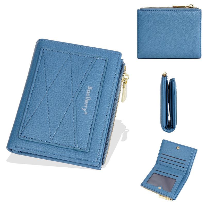 

Baellerry Женский короткий кошелек из искусственной кожи, кошелек для монет для женщин, кошельки для денег, держатель для карт 12cm*10cm*2cm синий