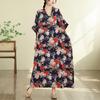 DIMANAF New 2026 Women Plus Size Summer Beach Long Dress Cotton Loose Oversize Casual Lady Maxi Vintage Print Sundress