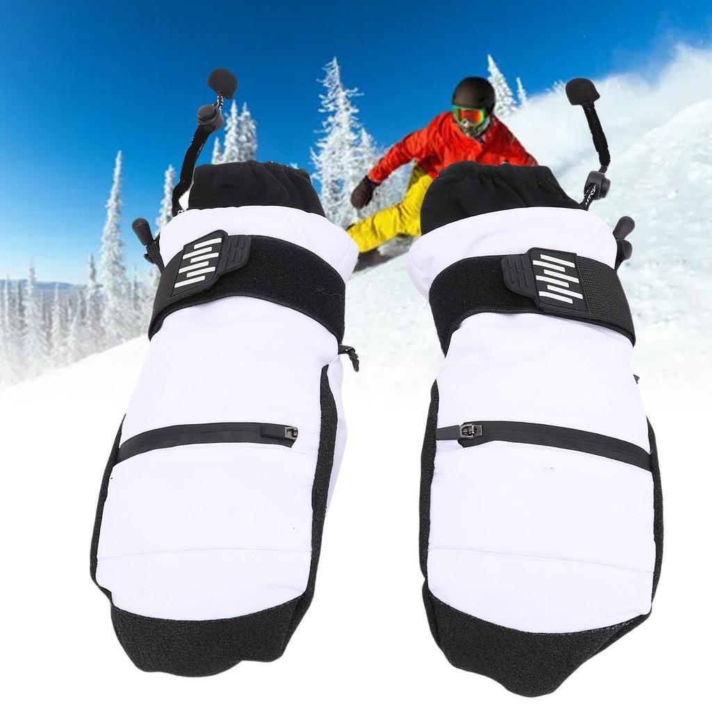 Ski Mittens with Wrist Guards Waterproofing Pocket Secure Fit Inner 5 Finger Snowboarding Mittens for Cycling Hiking Mountaineering XL