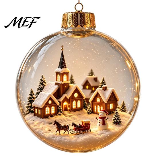 3D Holiday Character Figurines Christmas Faux Crystal Ball Hanging Ornaments with Warm LED Seasonal Home Decor Accessories Lights, Luminous