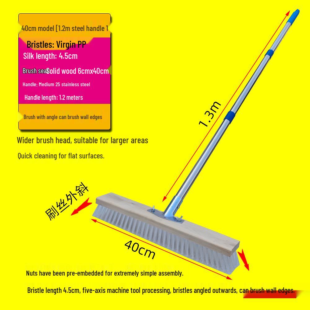 Long-Handled Stiff-Bristled PP Floor Scrubbing Brush for Kitchen, Bathroom, Outdoor, and Cement