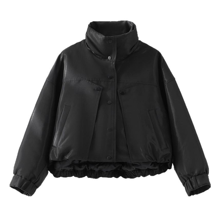 crisp metallic luster goose down jacket women's short design sense single-breasted down jacket jacket to keep warm in winter