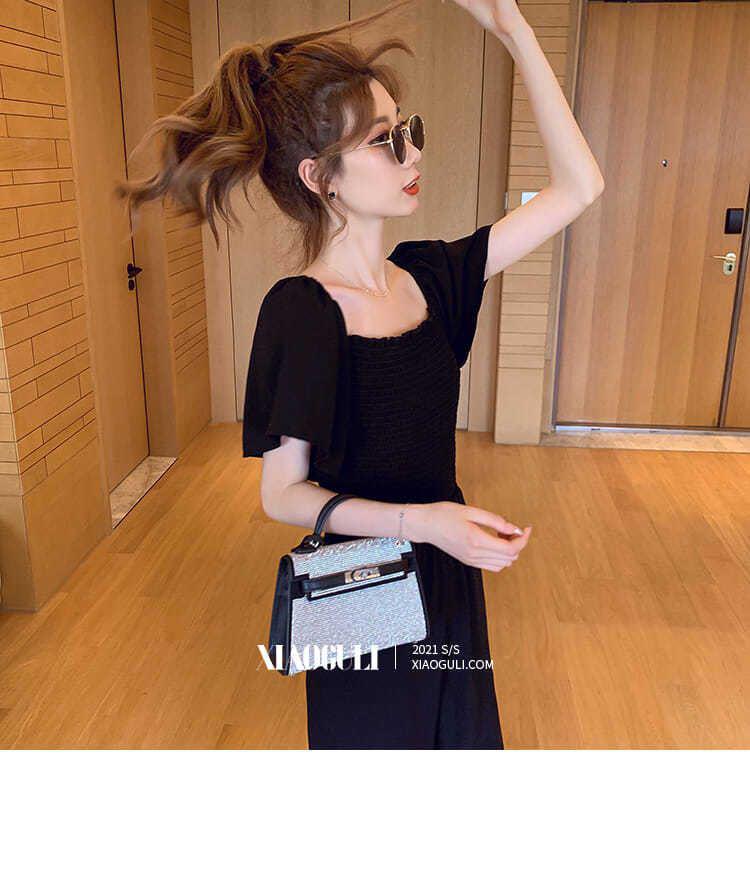 Elegant Petite Black Short Sleeve Slimming Jumpsuit with Square Neck and Wide Leg Pants - Summer 2026 Collection