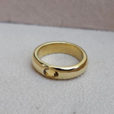 Natural Citrine Gemstone 925 Sterling Silver Yellow Gold Overlay Ring Jewelry, Citrine Band Ring