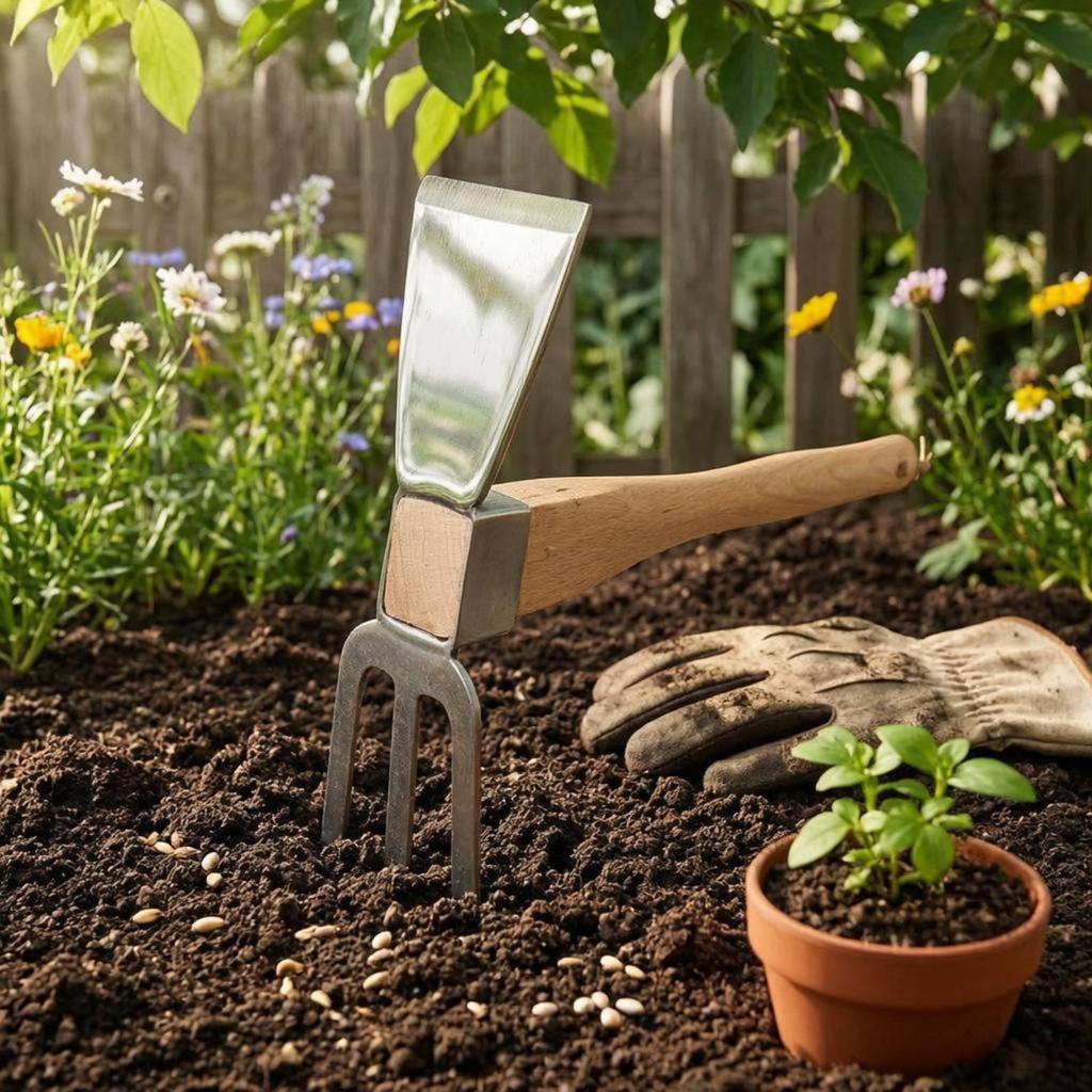 2in1 Hoe Rake Versatile Garden Lightweight for Soil Loosening, Undesirable Vegetation