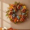 Wreath with Mixed Foliage Layered Silk Flower Autumn for Door, Entryway, Thanksgiving