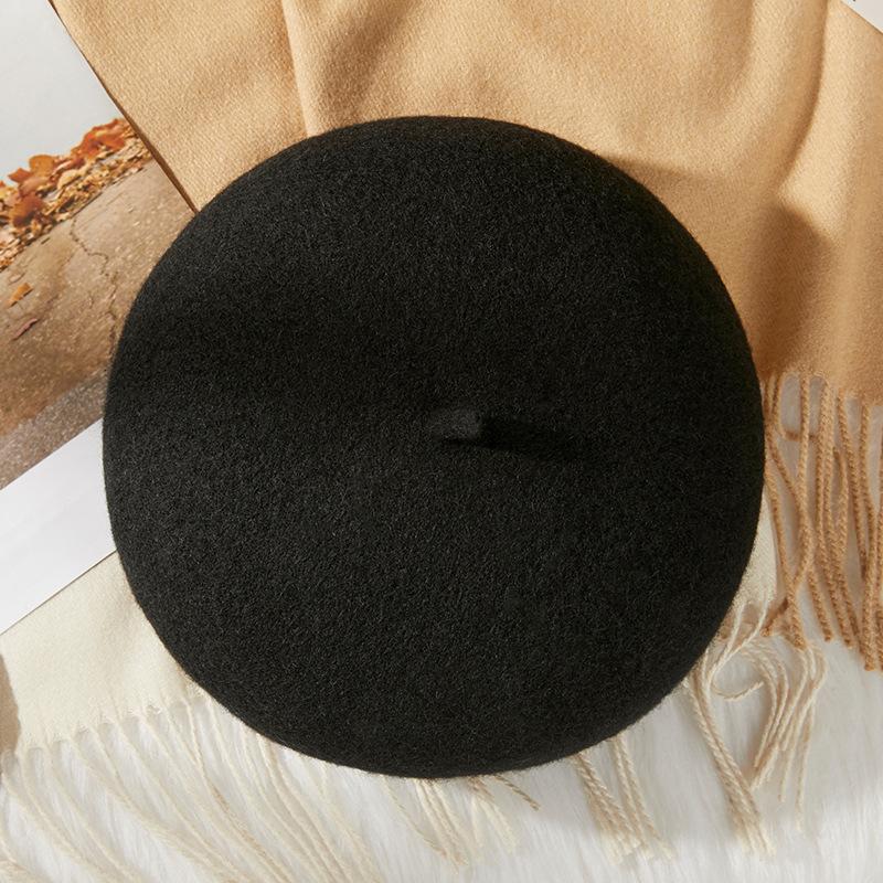 

Берет женский осенне-зимний британский ретро шерстяной берет корейский стиль универсальный японский стиль милый художник шляпа тренд M（56-58cm）