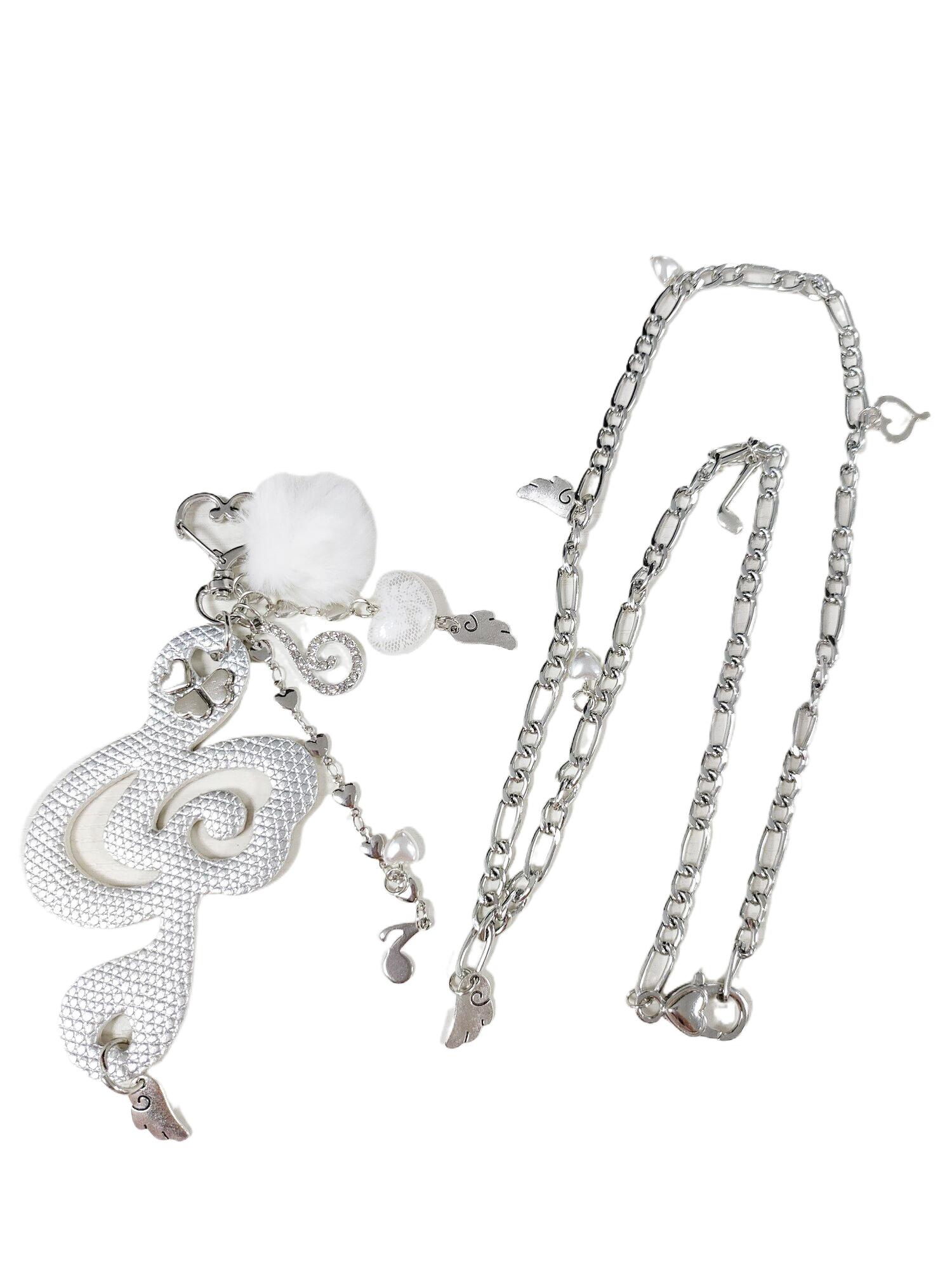 

Music Note Pendant Necklace Simple Necklace Date Jewelry Plastic Texture Suitable for Festival and Fashion Shows серебряный