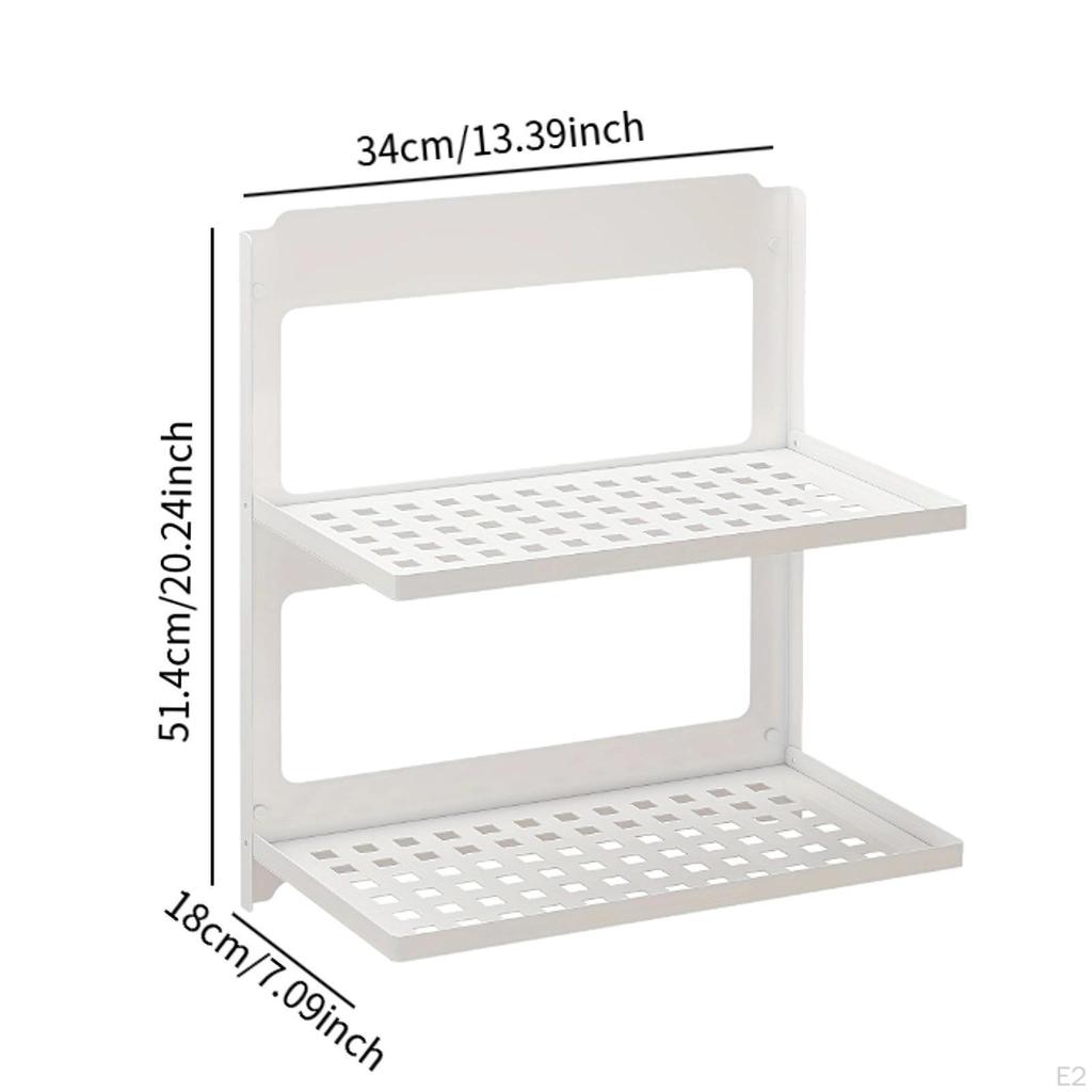 Folding Display Wall Shelves, 2 Layer Metal Panels Bathroom Shelves Mounted for