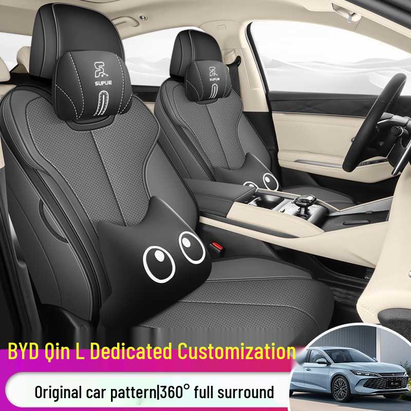 Oddychające, zakrywające całe siedzenie pokrowce na foteliki samochodowe do BYD Qin L, odpowiednie na wszystkie pory roku. Poduszka Qin L D-MI.