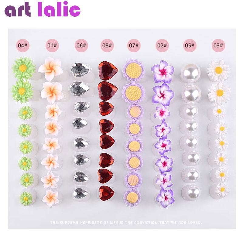 8 st/pack mjuk silikon tåseparator Nail Art Tool Daisy Rhinestones Hjärtformad