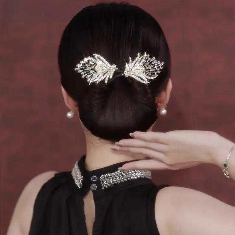 Whale Tail Rhinestone Flower Hair Clip Hair Bun Maker Bundle Hair Tie Lazy Hair Curler Hair Accessories Hair Styling Tool