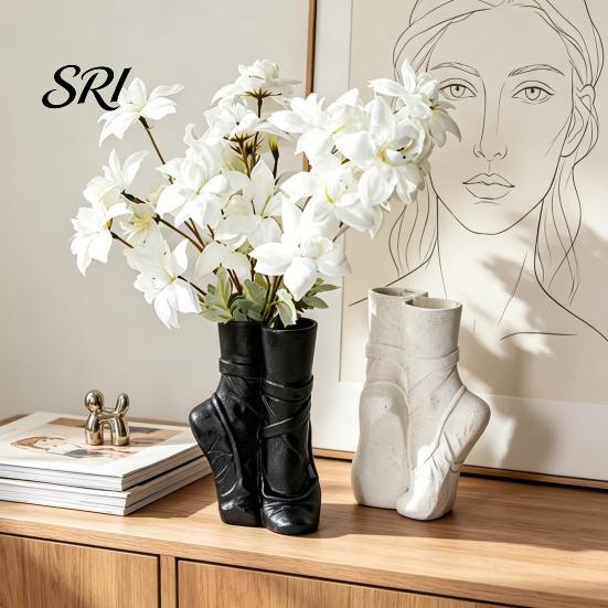 Ballet Pointe Shoe Decor Shoes Flower Vase Modern Floral Arrangement Table Centerpiece Abstract Art Dancing Unique Decorative for Coffee Office Shelf