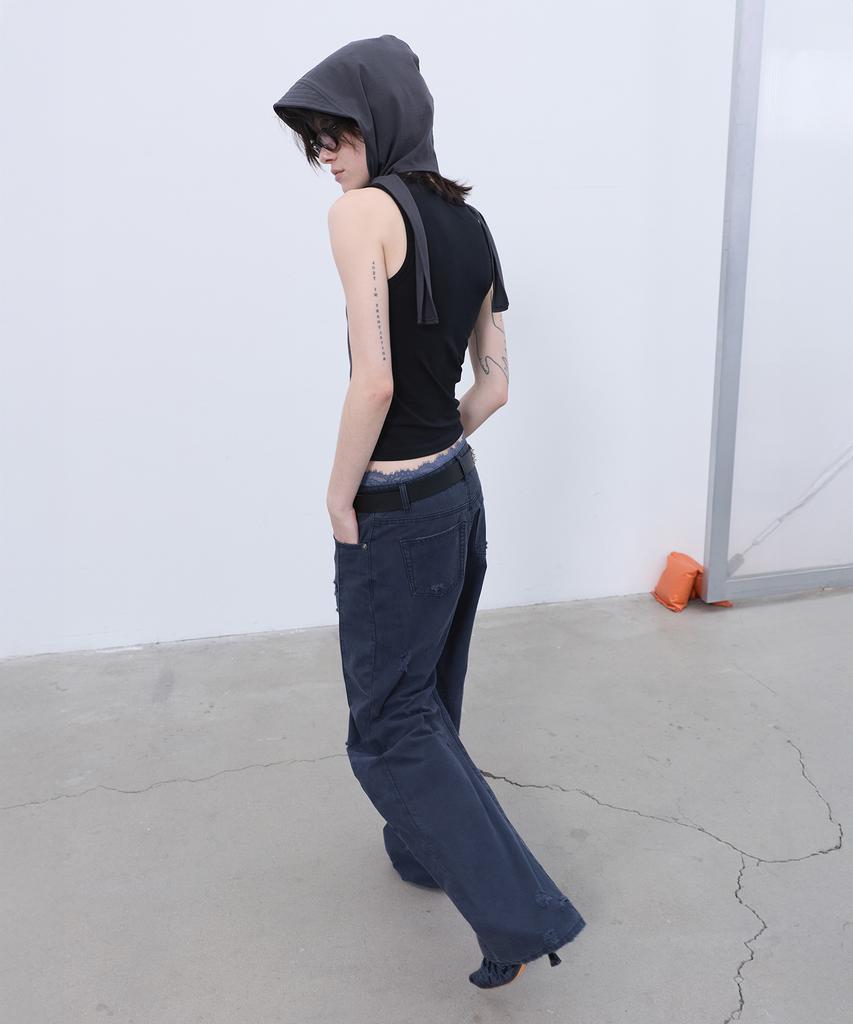 LCDC™ Distressed Curved Pants (Dark Navy)