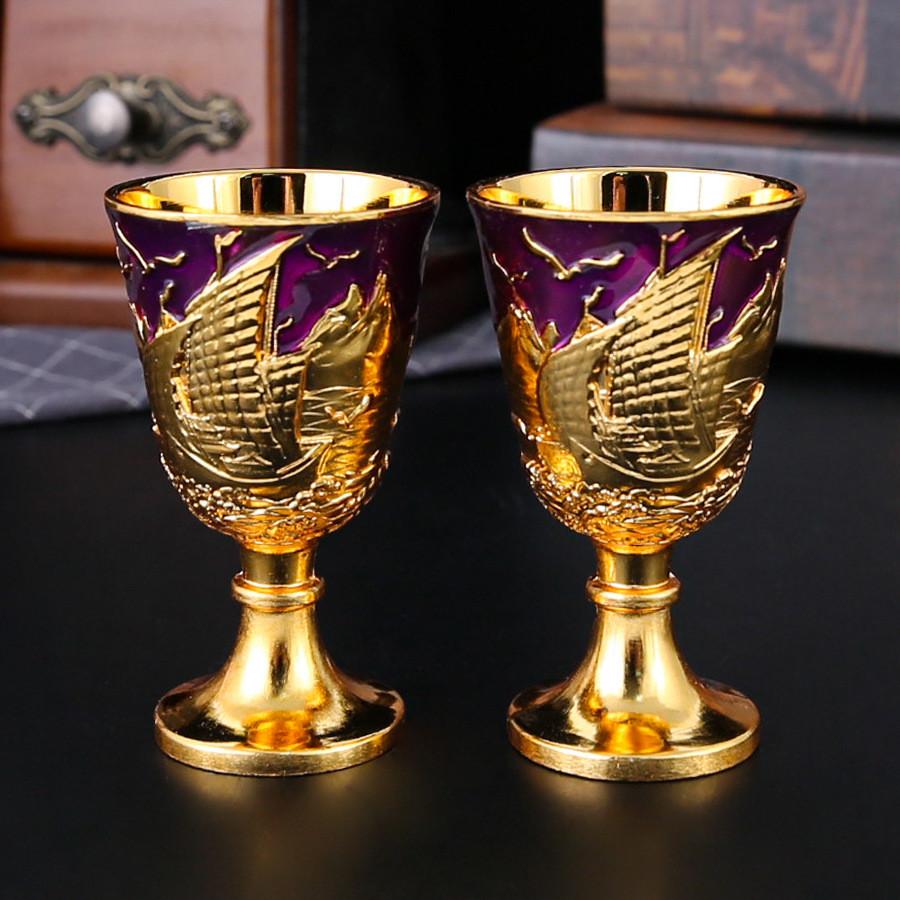 Vintage Metal Water Cup Set With Geometric Design For Home Decor And Giftgiving