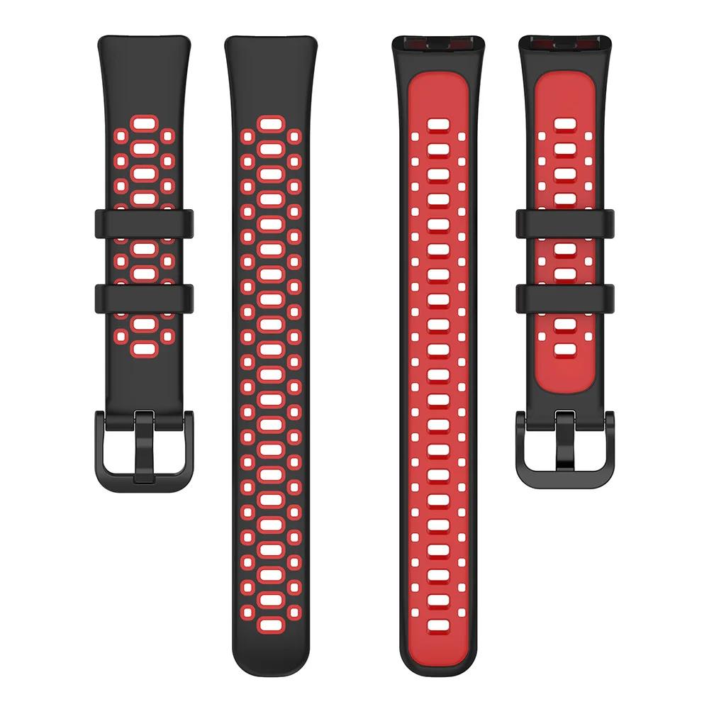 Silicone Watch Strap For Huawei Band 10 9 8 Two-Color Breathable Watchband Replacement Bracelet for Huawei Smartband 8 9 10 Belt