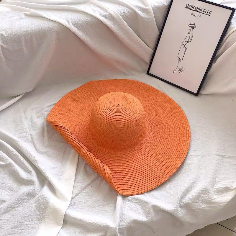 

2020 Hot Sale Big Brim Straw Hat Female Summer Vacation Seaside Beach Caps Korean Wild Fashion Cool Hat Casual Bonnet Enfant помаранчевий