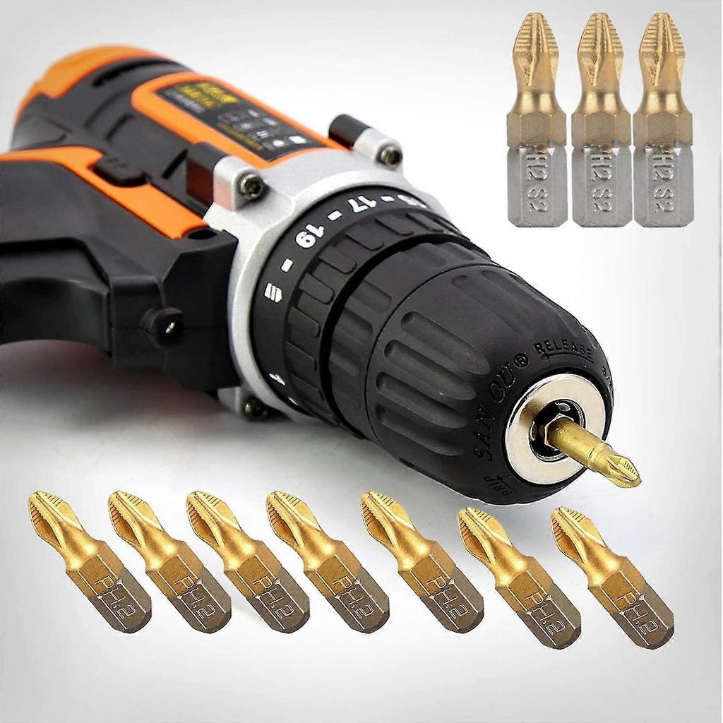 Titanium Plated Short Screwdriver Bit 25mm Magnetic Cross Head Screwdriver 10pcs - DD01