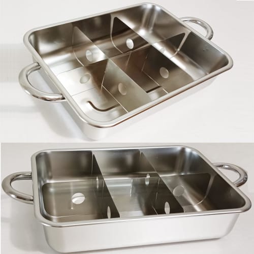 GiDoKe Oden Pot, Induction Compatible, Square Divided Pot, Commercial/Home Use, Double-Handled Pot, 6-Grid, Stainless Steel, Chinese Hot Pot, Tabletop