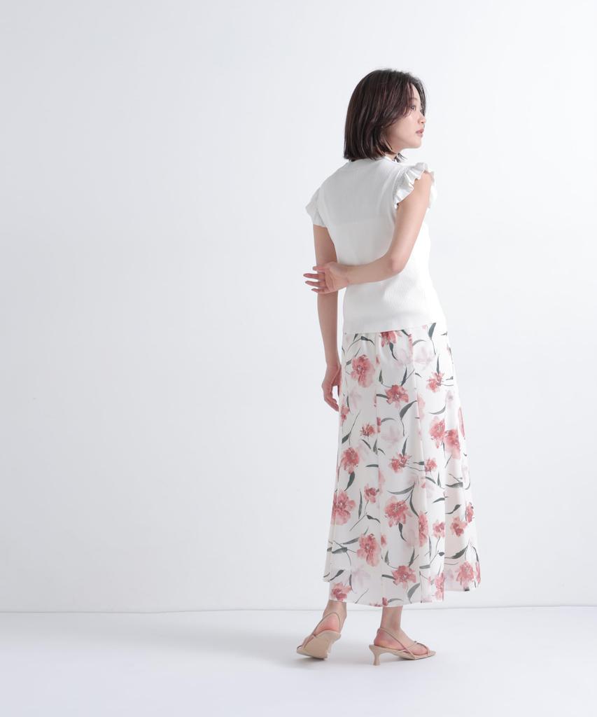 BEAUTY Flower Print Skirt [NATURAL BASIC] [Beige/Size M]