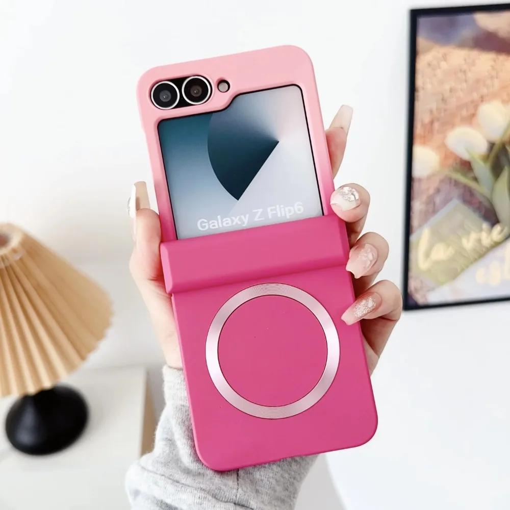 Gradient Color Magsafe Magnetic Phone Case for Samsung Galaxy Z Flip 7 FE 6 5 4 3 5G Hard Plastic Hinge Protection Cover