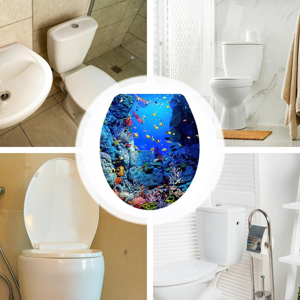 Toilet Sticker Decal Sea World Toilet Seat Sticker Adhesive Bathroom Sticker Self Adhesive Art Home Decor Sticker Toilet Decal