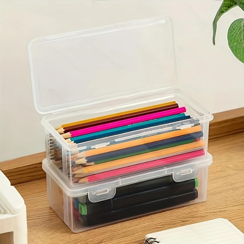 10/4/1pc Large Capacity Transparent Pencil Case Stackable Clear Office Supplies Organizer for Pencils, Erasers Tape Dispensers