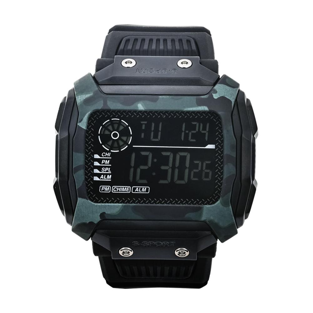 Men's Electronic Watch Square Outdoor Camo Military Sports Watch Technology Advanced Men's Watch Student Electronic Watch