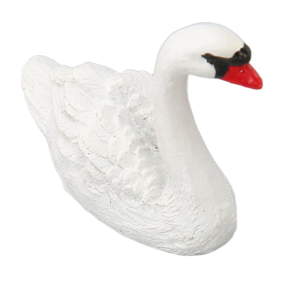 2pcs Small Swan Couple Figurines Resin Cake Topper Set Swan Decorations Fairy Garden