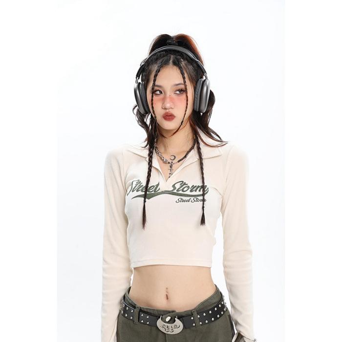 

Обтягивающая футболка в стиле ретро для женщин на весну и осень с длинными рукавами, короткий джазовый танцевальный облегающий танцевальный топ с внутренним бюстгальтером S