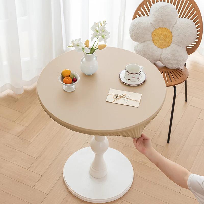 

Round Pu Leather Table Cover Solid Color Elastic Tablecloth Waterproof Oilproof Waterproof Dinning Tablecloth Protector Desk Mat 60cm светло-коричневого