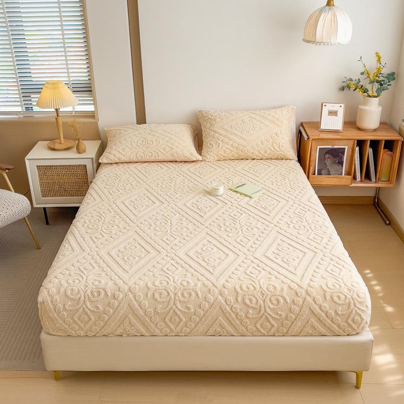 1 Stück Jacquard Bettdecke Verdicken Samt Matratzenbezug Warmhalten Spannbettlaken Staubdicht Rutschfest Matratzenschoner Elastische Laken