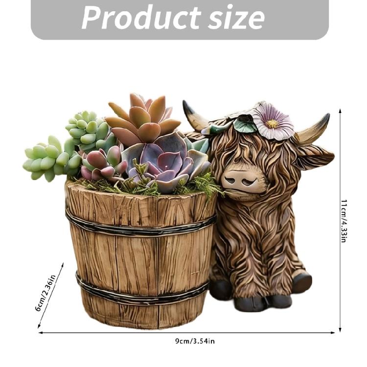 Pot de fleurs motif vache de dessin animé Pot de fleurs Pot de jardin Pot pour plantes succulentes en plastique Support de plante pour la maison le bureau Ornement de bureau