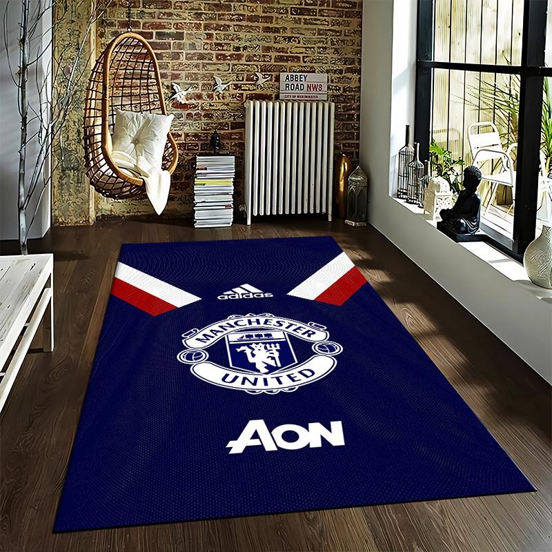 "Manchester United Logo Carpet Blue with Adidas and AON Design" Suitable for Use As an Anti-slip for Living Room Bedroom Sofas