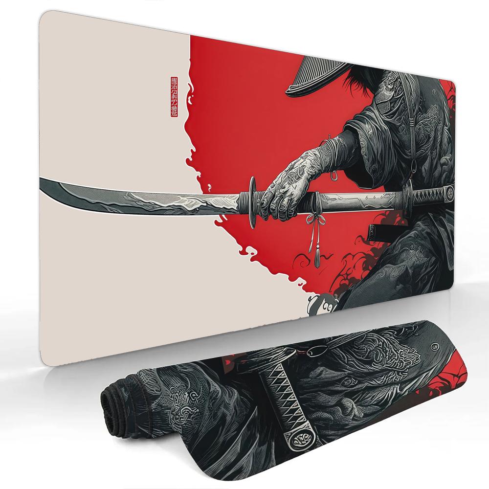 Ukiyoe themed katana and ronin Mouse Pad Gaming mats NonSlip Desk Mat mouse carpet with Stitched Edge HD printing Office mat