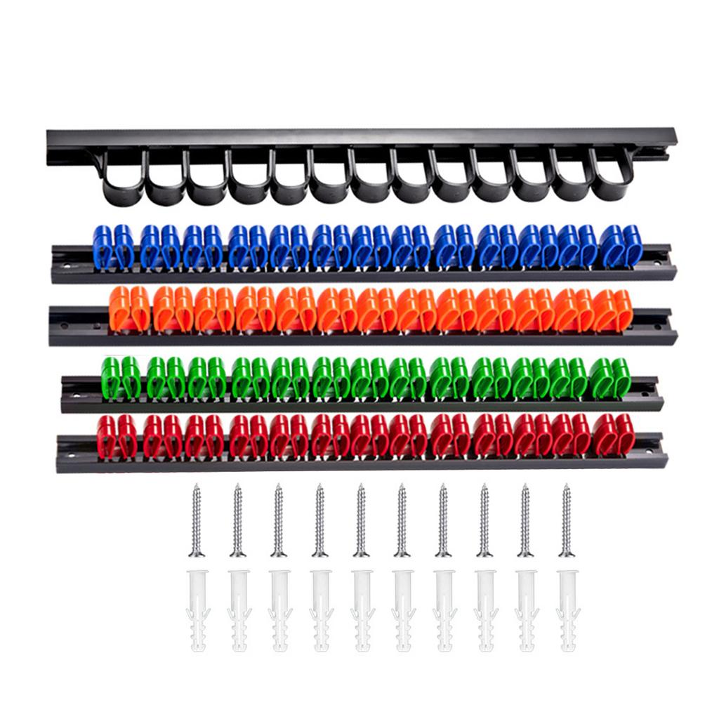 5Pcs Screwdriver Organizer and Wrench Organizer Hand Tool Holder Plastic Rail Wrench Hanger Wall Mount Rack for Garage