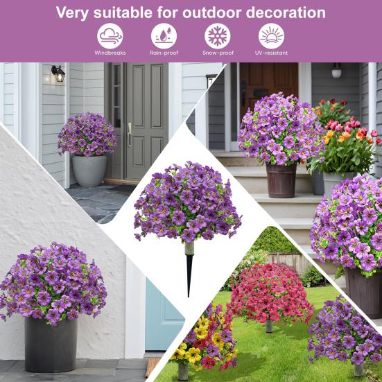 Sfera Topiaria Viola Artificiale con Picchetto per Piante Finte Viola da Esterno Arbusti Piante Finte Realistiche Resistenti ai Raggi UV per Giardino Cortile Portico