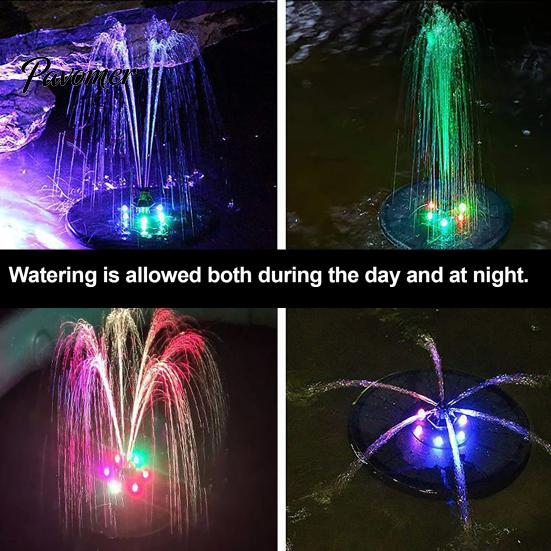 Solar Powered Fountain Kit Pump for Bird Bath, with Multiple Submersible Fish Pond Nozzles, 5.12" Floating Water Garden Pool Tank Terrace
