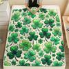 1PC Four-leaf clover Print FlAannel Blanket, High quality Comfortable for All Seasons, Home Decor, Warmth and Comfort