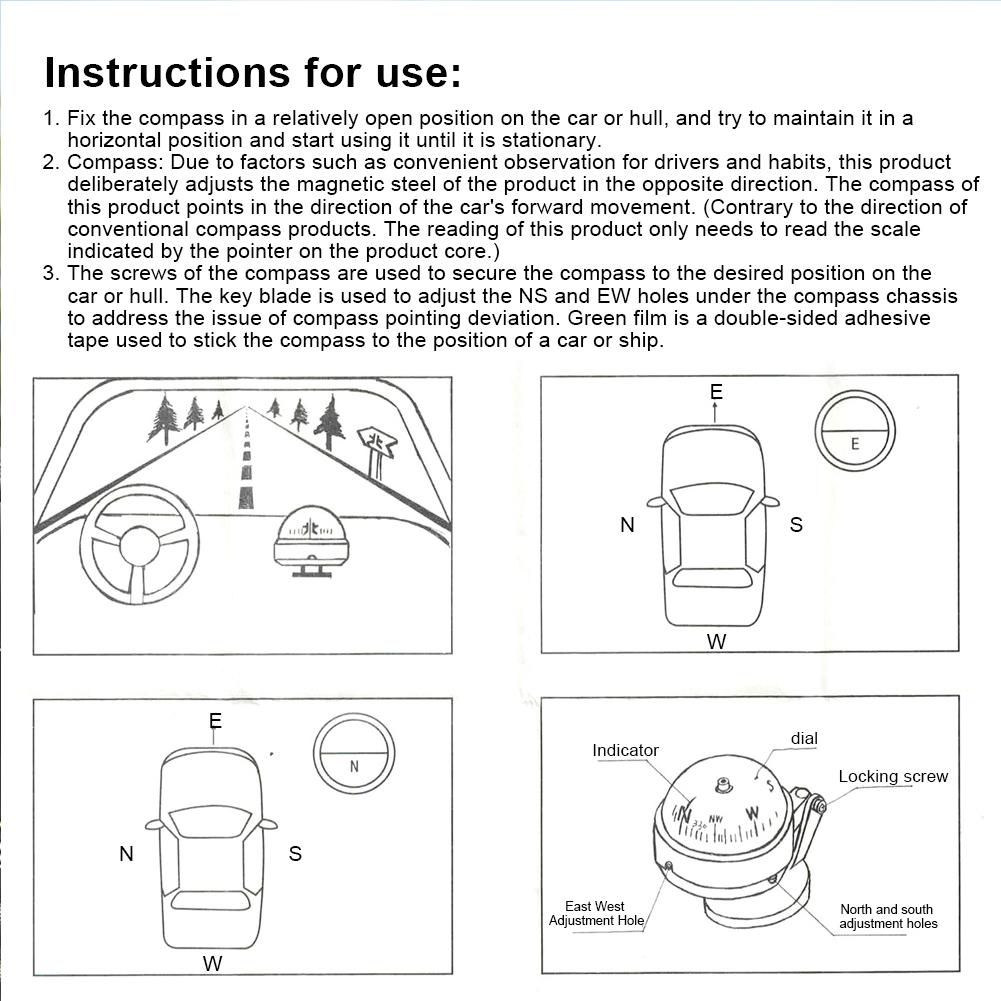 Ball Shaped Nautical Compass with Dial Sea Pivoting Marine Boat Compass Boat Caravan Truck Car Compass Marine Navigation Guide