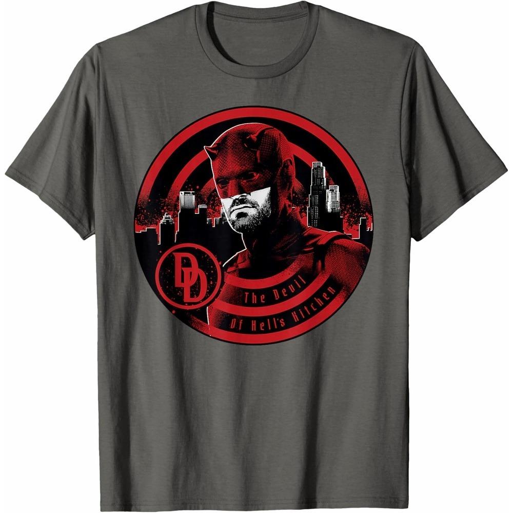 Daredevil Hells Kitchen Marvel TShirt Harajuku Short Sleeve Soft Cotton Regular Fit Crew Neck Streetwear Top for Him Her